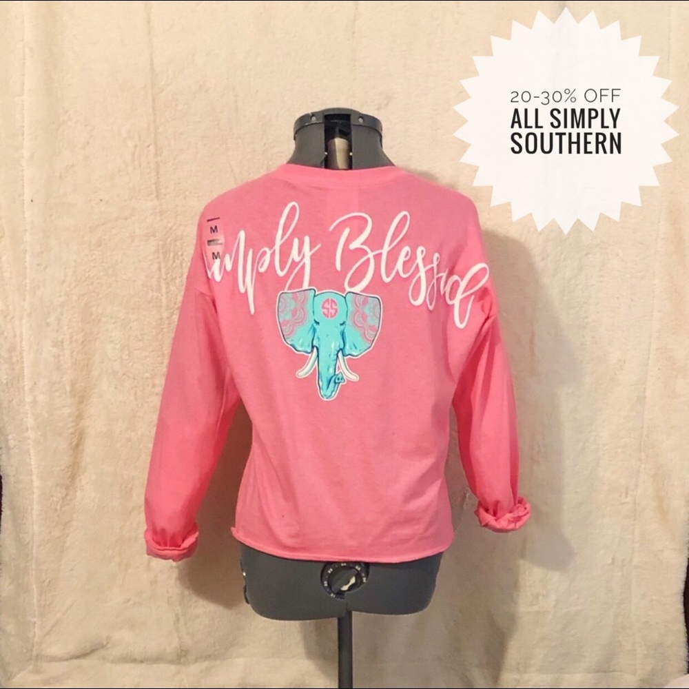 NWT Simply Southern Cropped Pink Long Sleeve Tee